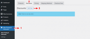 WooCommerce discounts tab