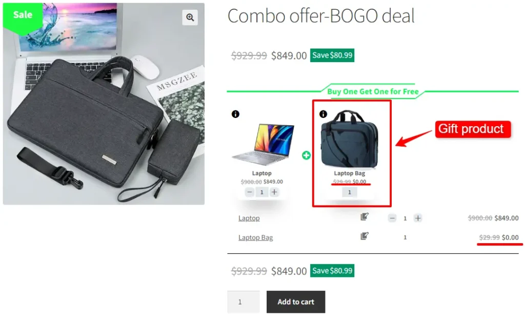 Final result of combo offers-BOGO deal