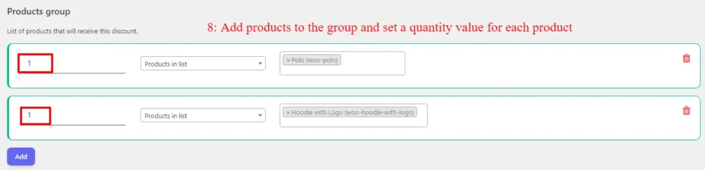 Add products to the grouped product discount in WooCommerce