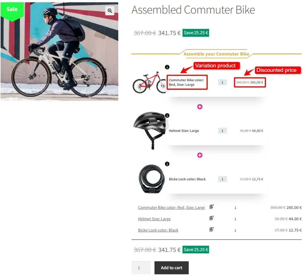 Assembled Variable products with a discount in WooCommerce